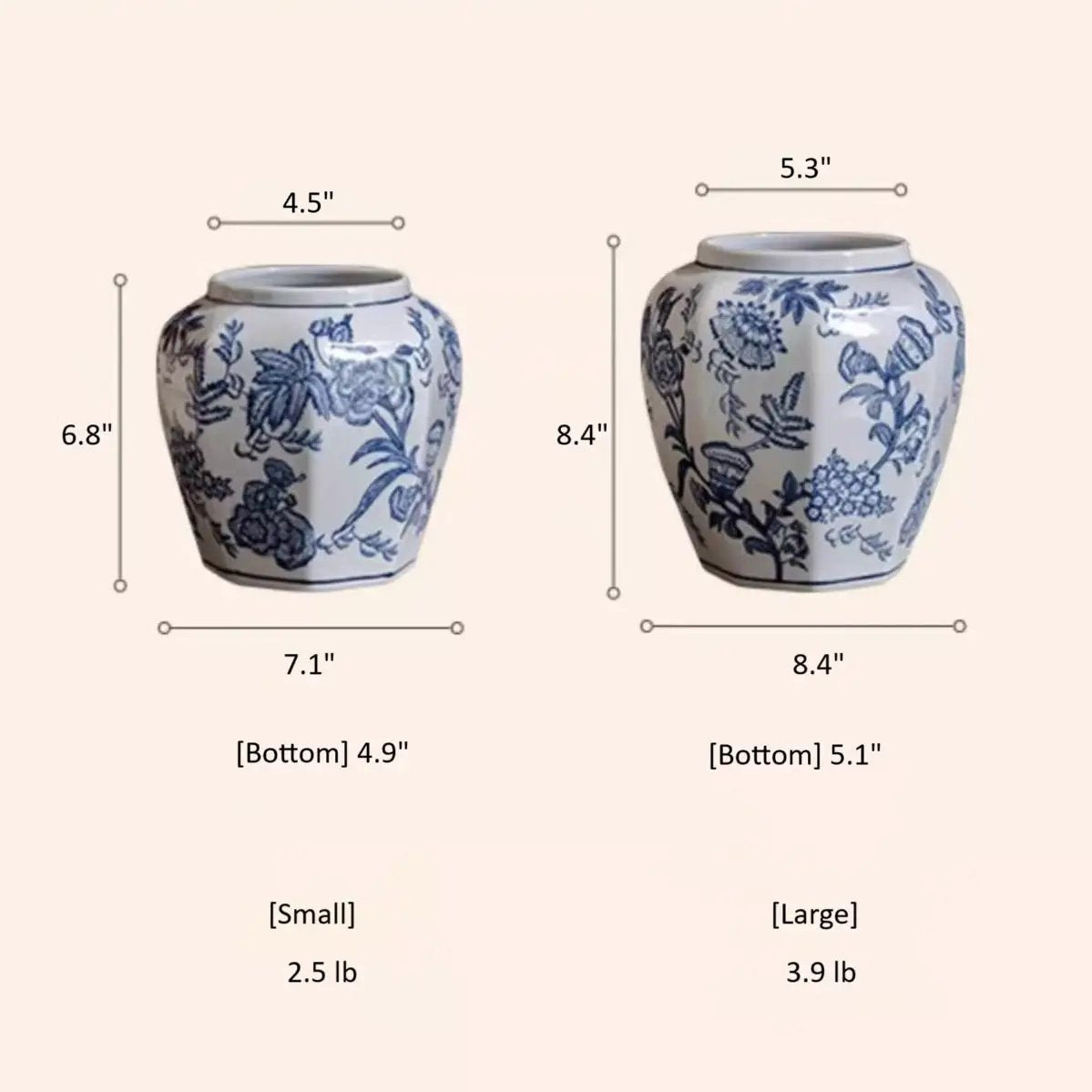 Blue and White Porcelain Floral Vase by RusticReach