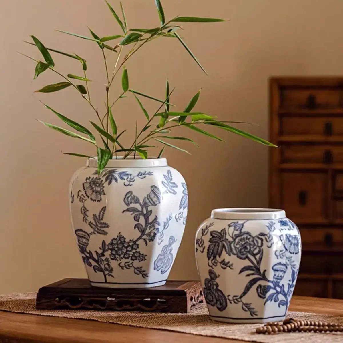Blue and White Porcelain Floral Vase by RusticReach