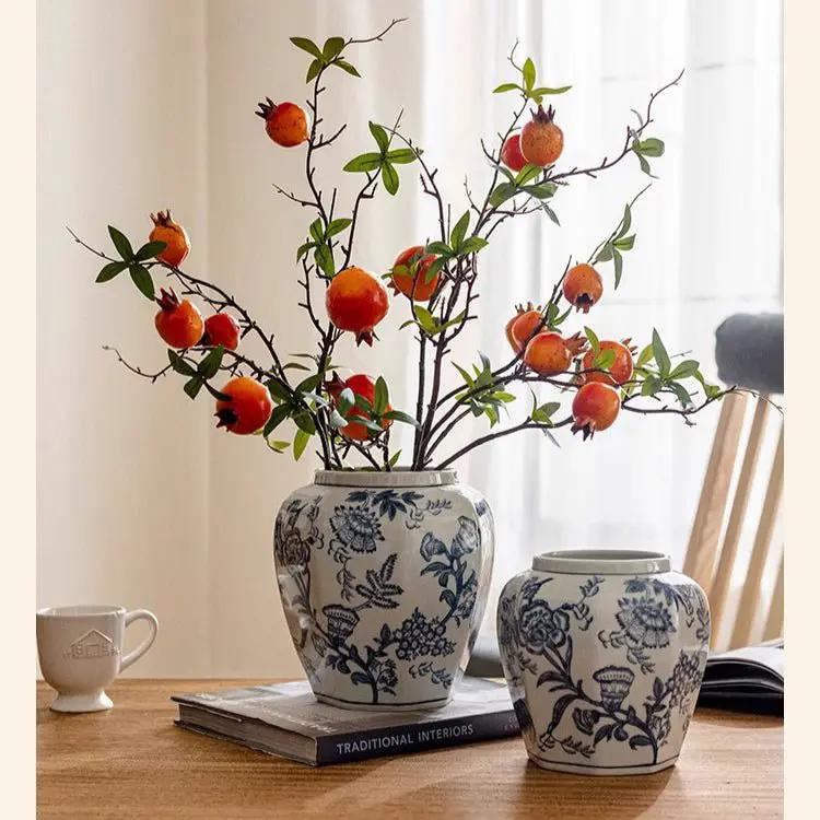 Blue and White Porcelain Floral Vase by RusticReach