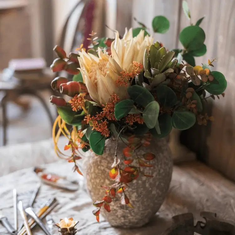 Mountian Oriole Autumn Art King Protea Bouquet by RusticReach