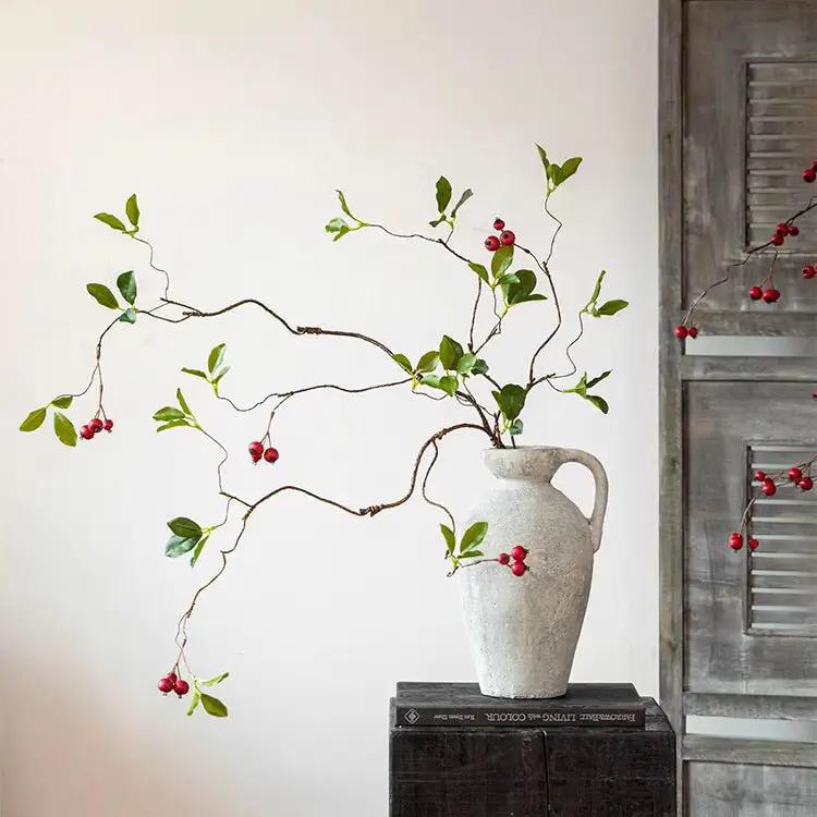 Faux Berry Leaf Branch Stem 45.2" Tall by RusticReach