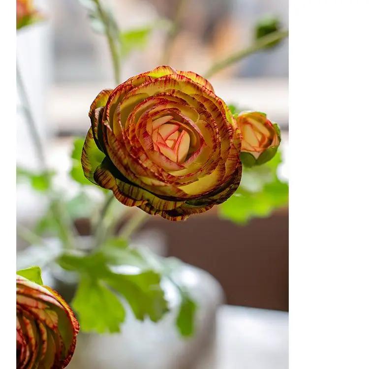 Faux Silk Artificial Buttercup Flower Bundle in Orange 21" Tall by RusticReach