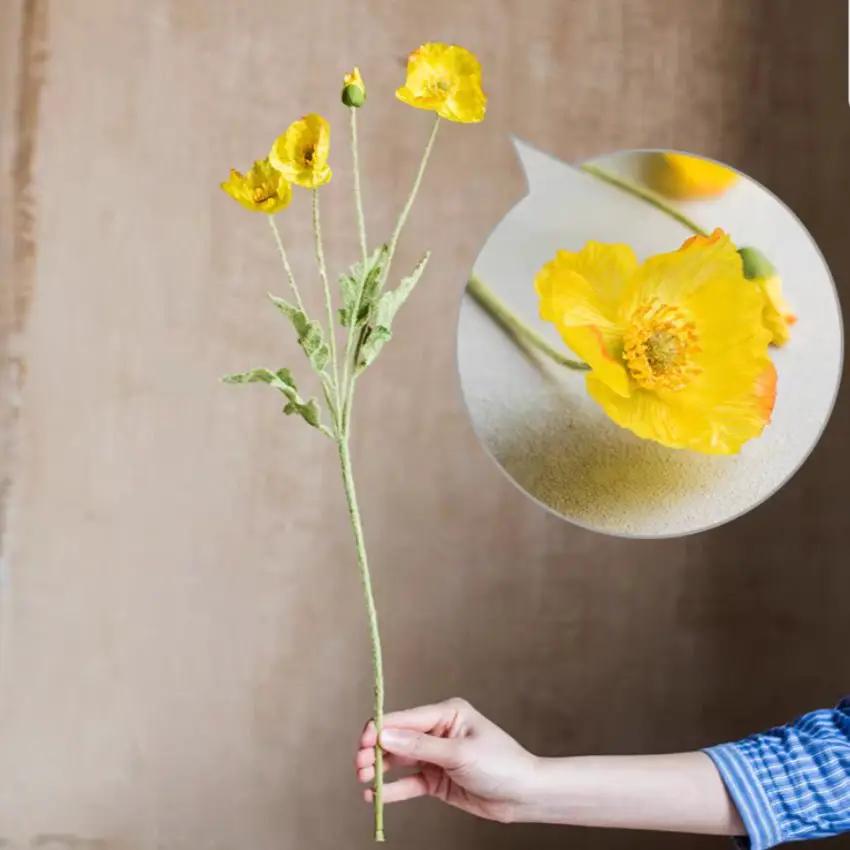 Silk Common Poppy Flower Stem 22" Tall by RusticReach