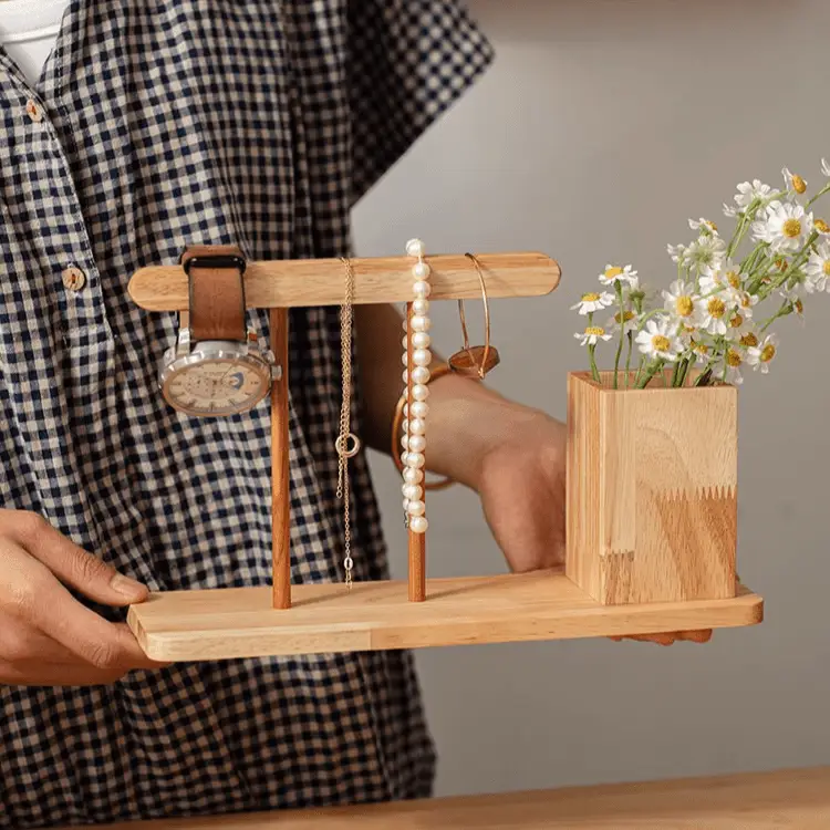 Wooden Desktop Calendar with Pen Holder by RusticReach