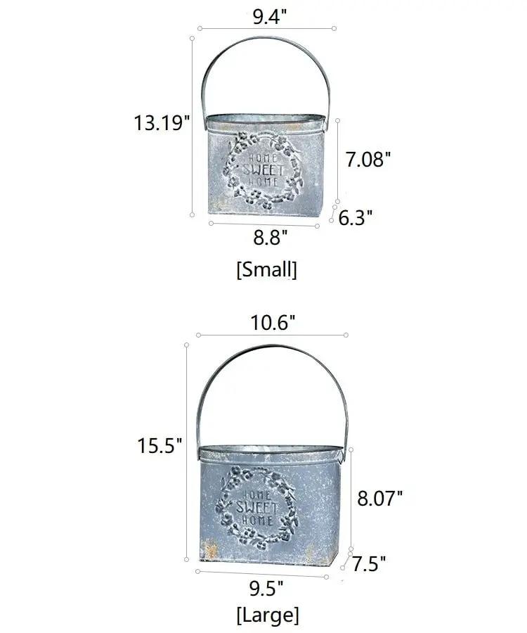 Iron Carry Flower Pot Gray Sweet Home by RusticReach