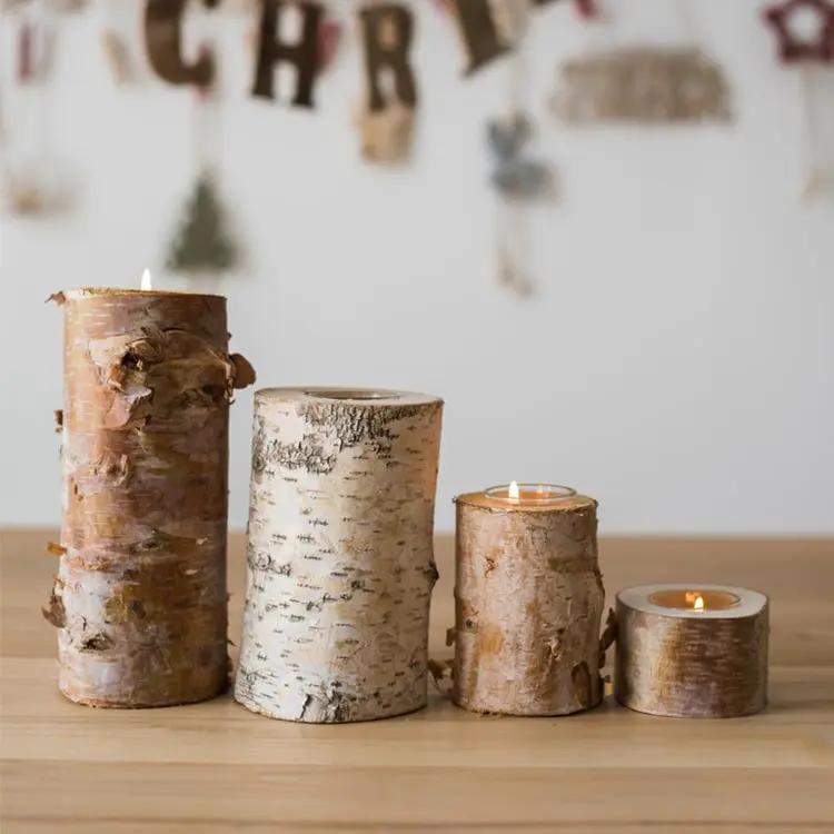 Birch Wood Candle Holder Tea Light Holder in Various Sizes by RusticReach