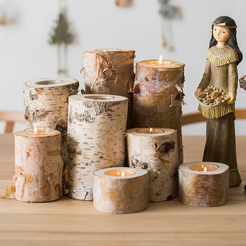 Birch Wood Candle Holder Tea Light Holder in Various Sizes by RusticReach