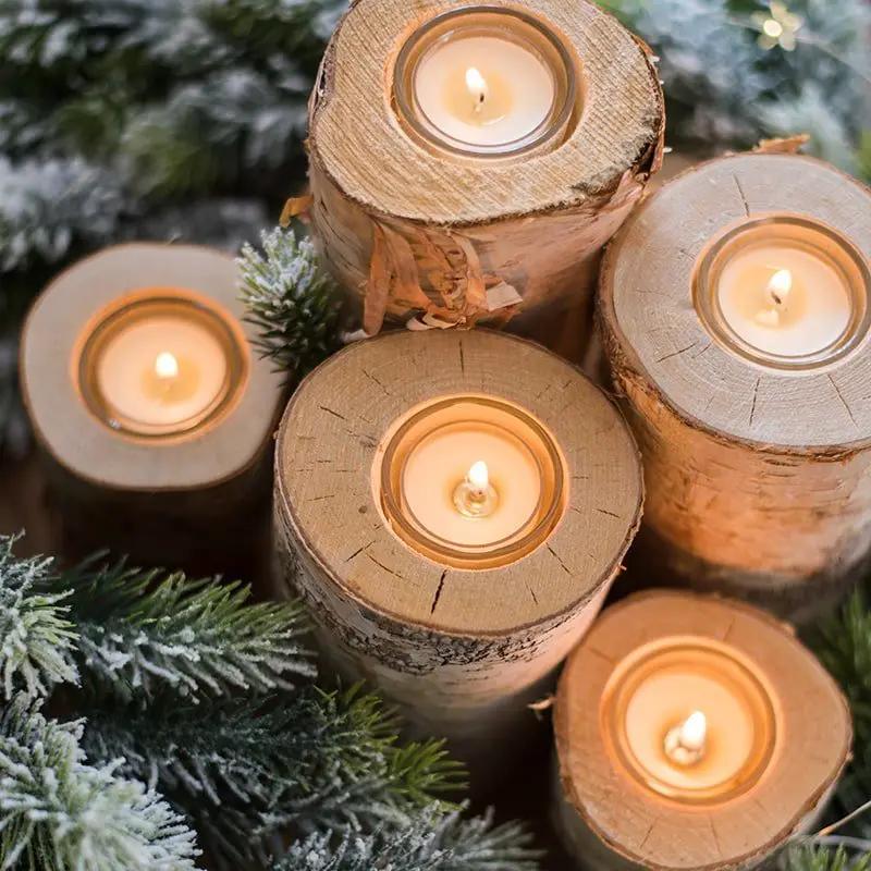 Birch Wood Candle Holder Tea Light Holder in Various Sizes by RusticReach