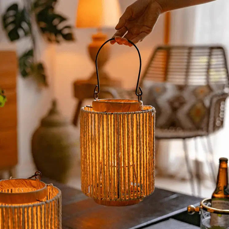 Portable Lantern Candle Holder Rope Paper Lantern by RusticReach