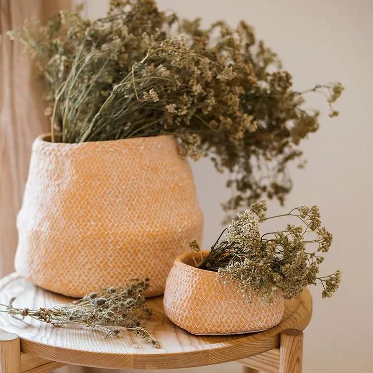 Cement Weaving Pattern Plants Container or Planter by RusticReach