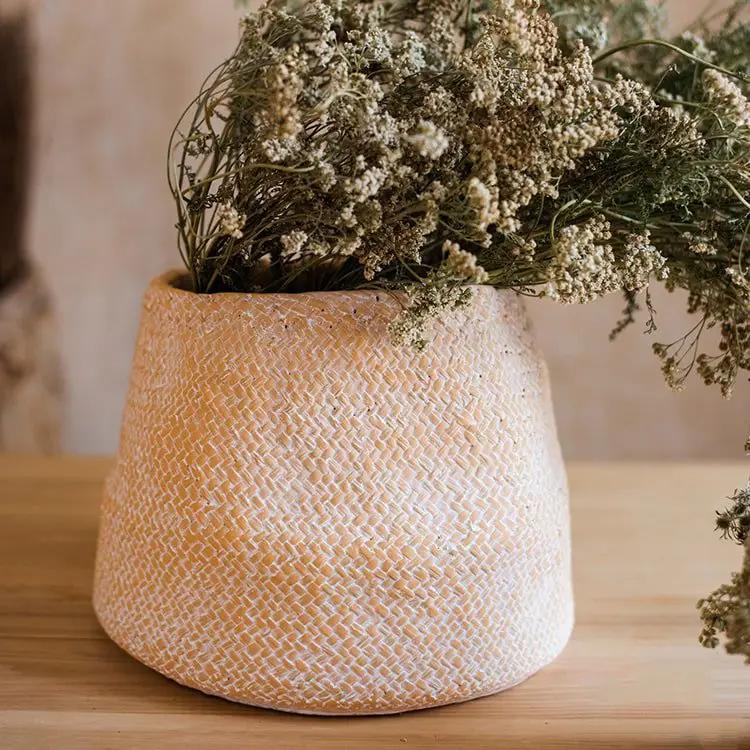 Cement Weaving Pattern Plants Container or Planter by RusticReach