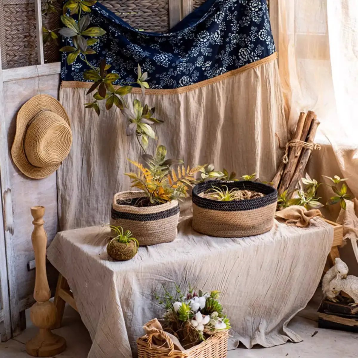 Cotton Blend Woven Storage Basket by RusticReach