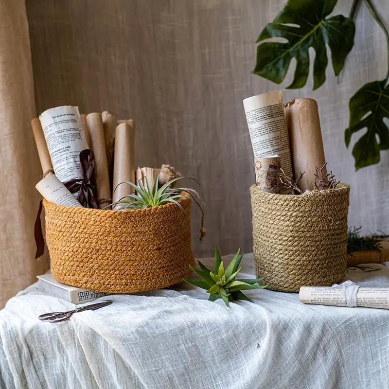 Cotton Rope Woven Basket Desktop Organizer by RusticReach