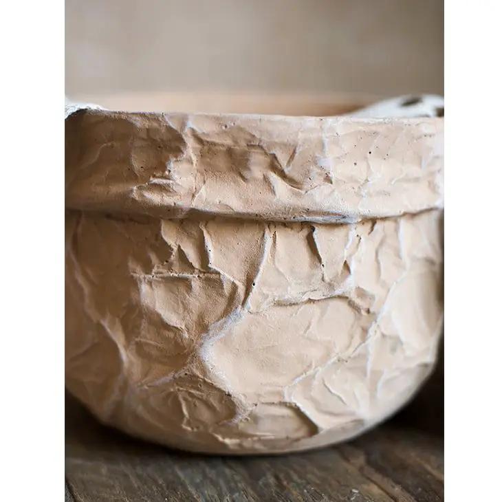 Craft Paper Bag Style Concrete Hanging Pot by RusticReach