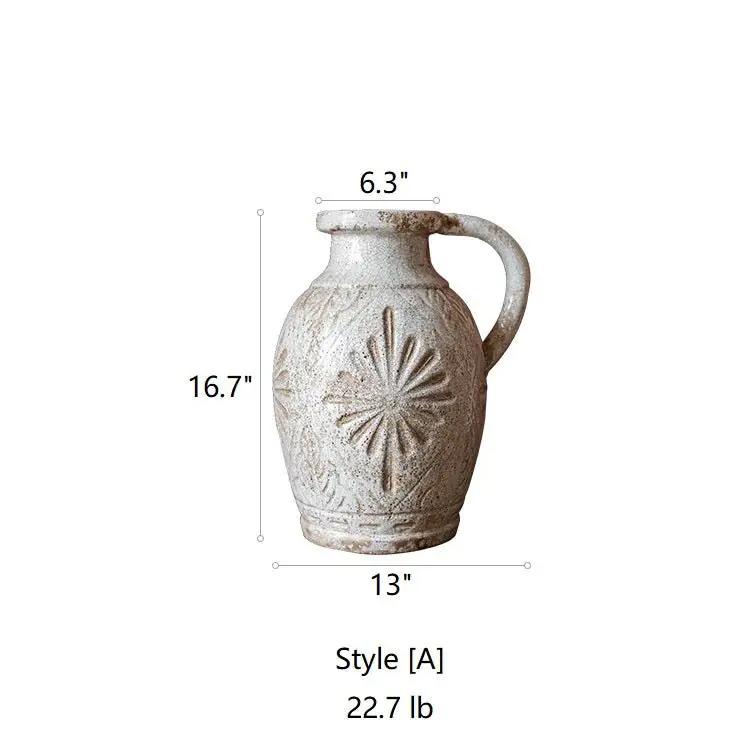 Carved Floral Vase in White by RusticReach