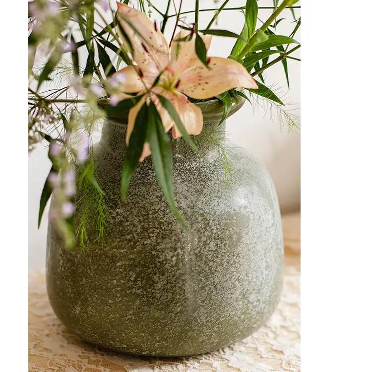 Dark Green Matte Textured Glass Vase by RusticReach