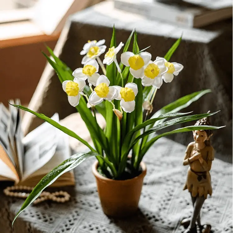 Faux Daffodil in Brown Pot by RusticReach