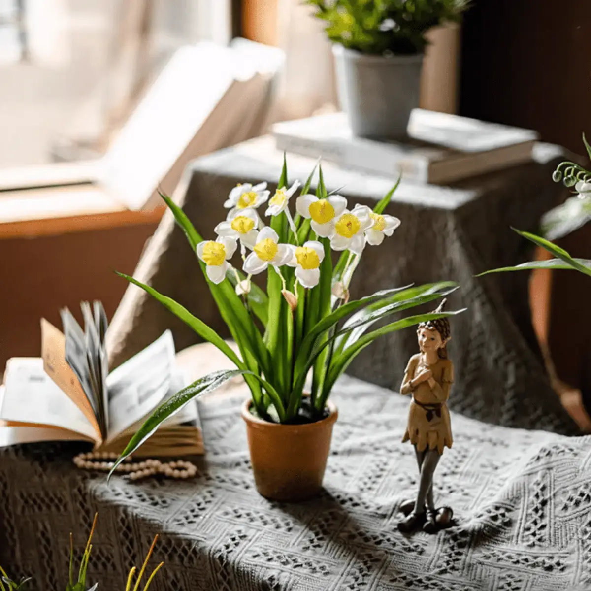 Faux Daffodil in Brown Pot by RusticReach