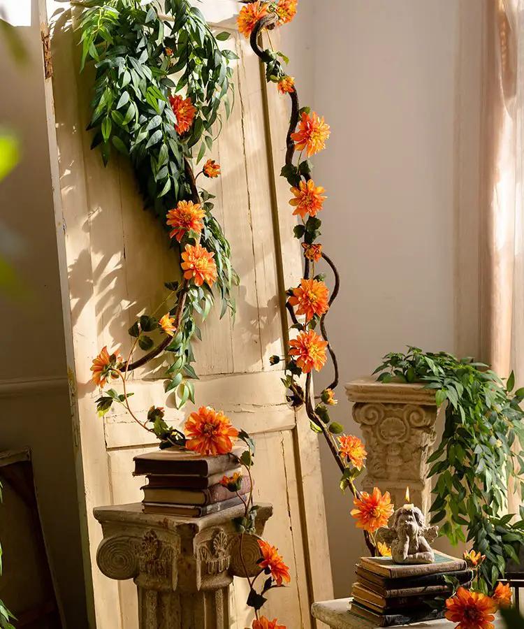 Artificial Dahlia Flower Vine 59" Long by RusticReach