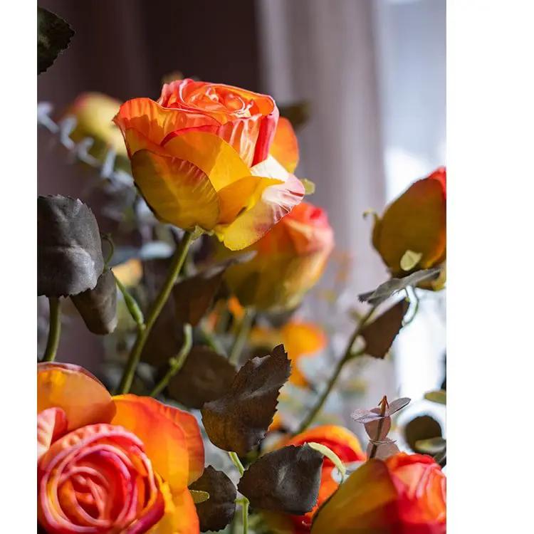Faux Artificial Flower Dry Rose Stem Champagne or Orange 23" Tall by RusticReach