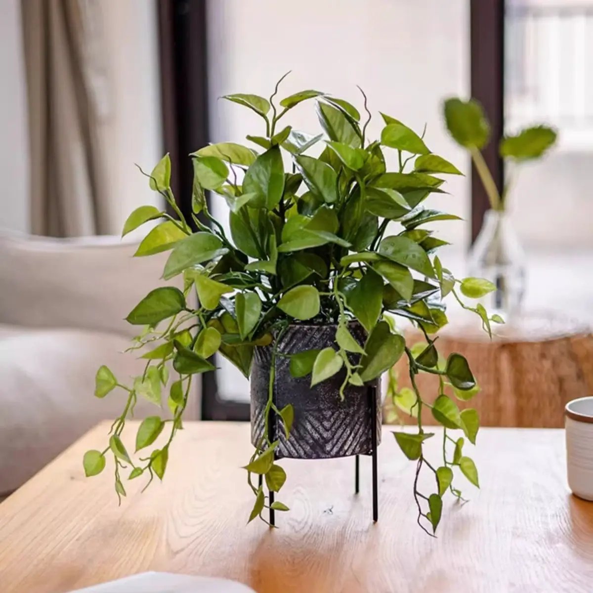 Faux Epipremnum in Metal Pot by RusticReach