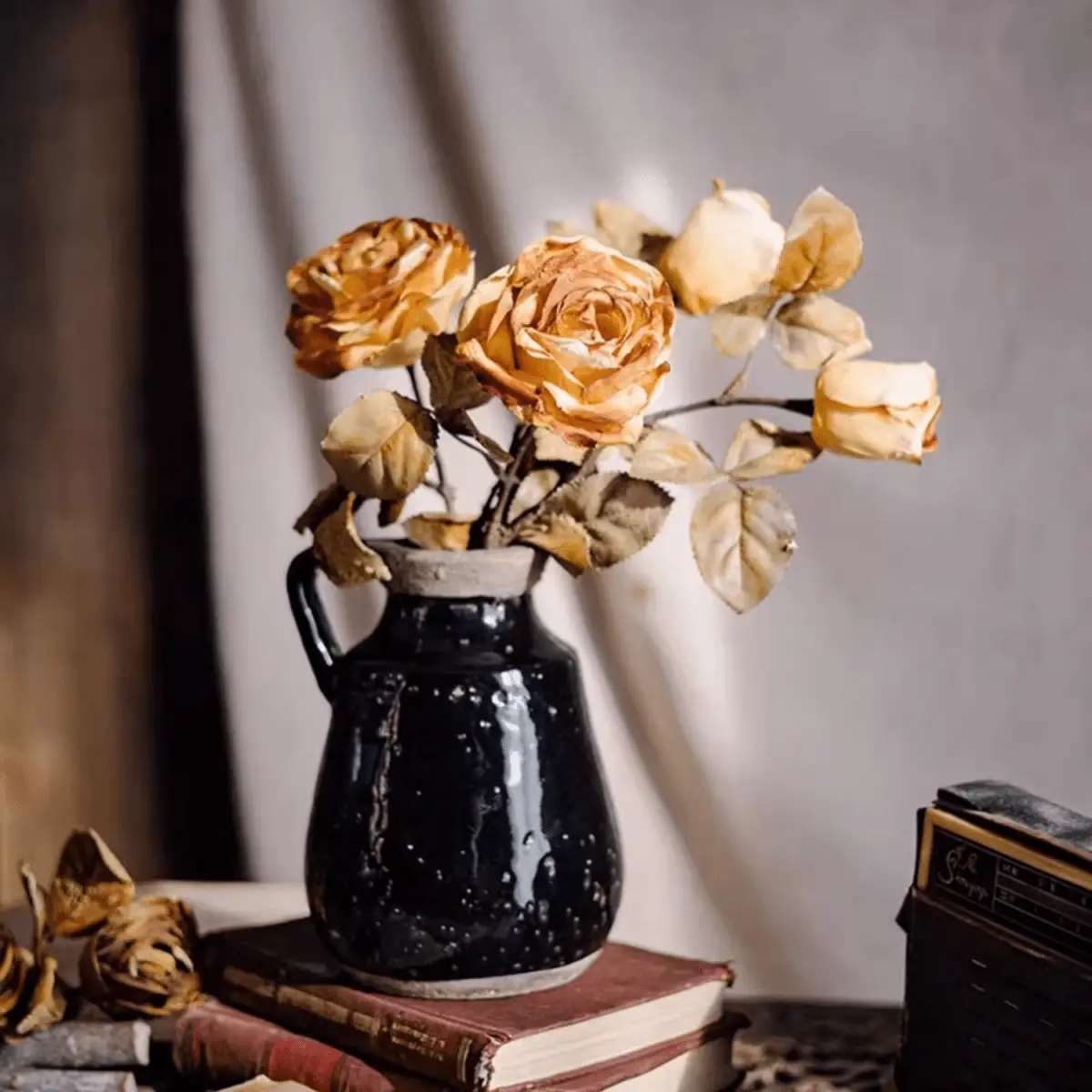 French Dried Look Faux Rose Stem 26" Tall by RusticReach