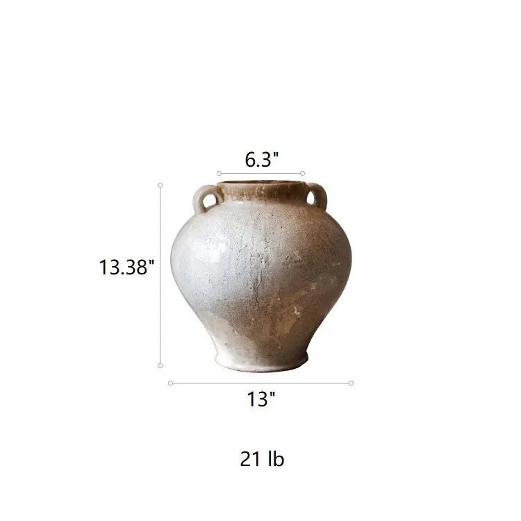 Large French Country White Ceramic Flower Vase by RusticReach