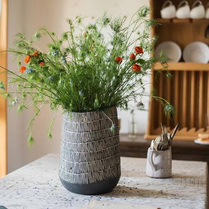 Geometry Line Ceramic Stoneware Flower Pot by RusticReach