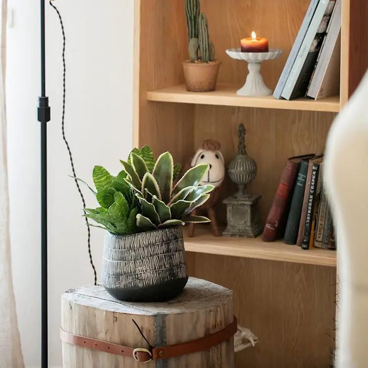 Geometry Line Ceramic Stoneware Flower Pot by RusticReach