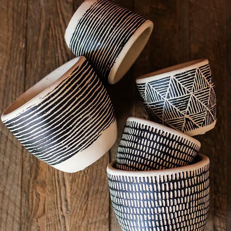 Geometric Art Concrete Flower Pot by RusticReach