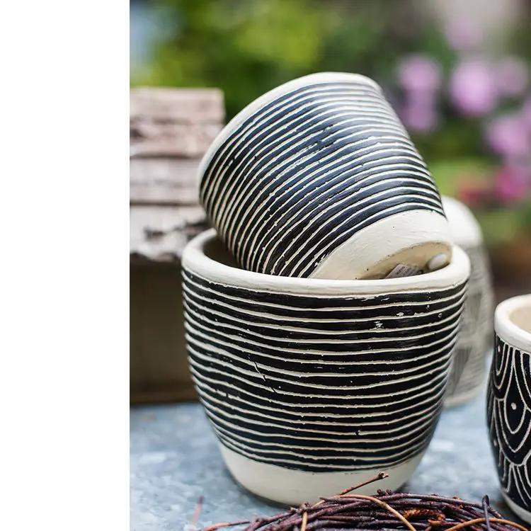 Geometric Art Concrete Flower Pot by RusticReach