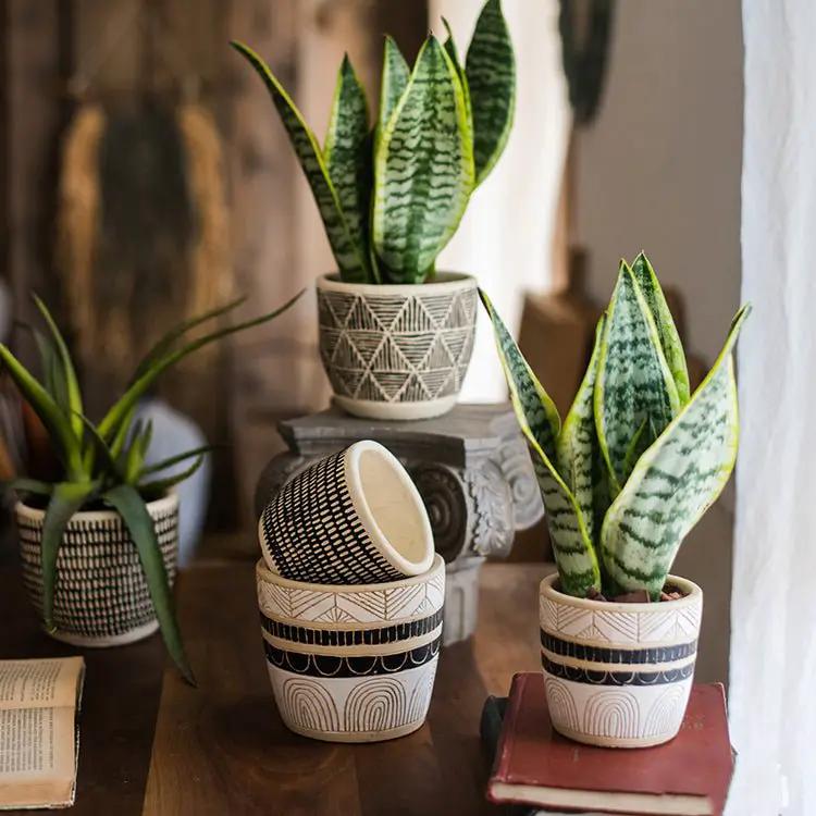 Geometric Art Concrete Flower Pot by RusticReach