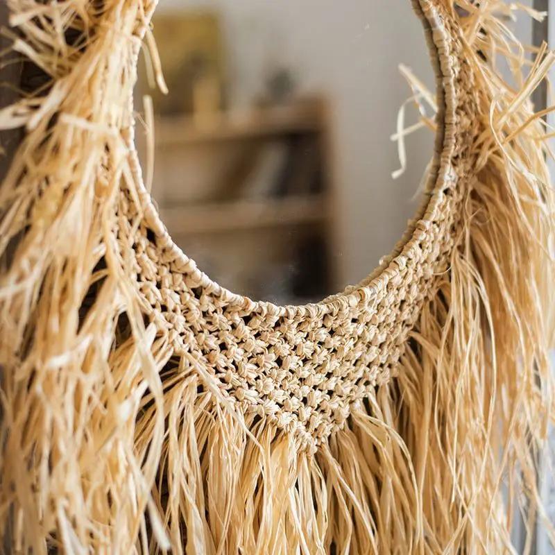 Handcraft Grass Hanging Round Mirror by RusticReach