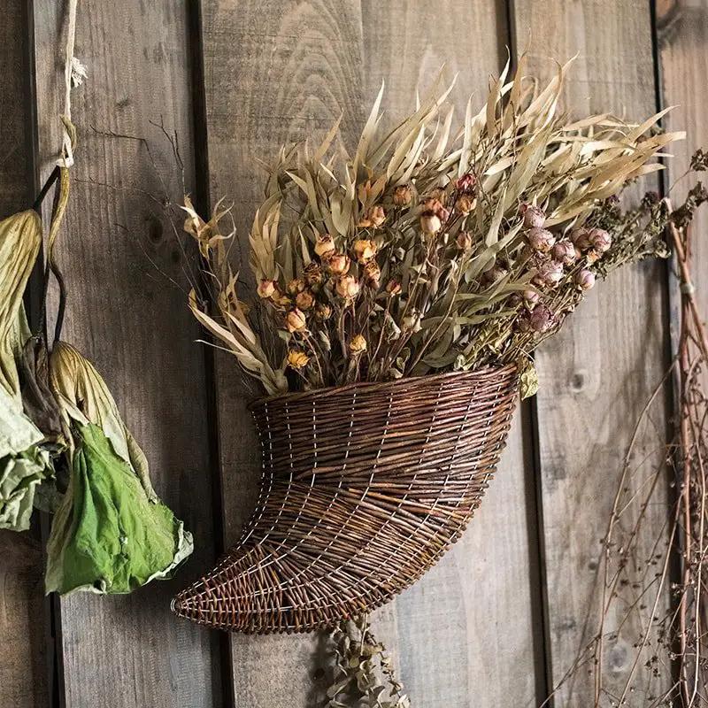 Horn Shape Willow Hanging Basket Planter by RusticReach