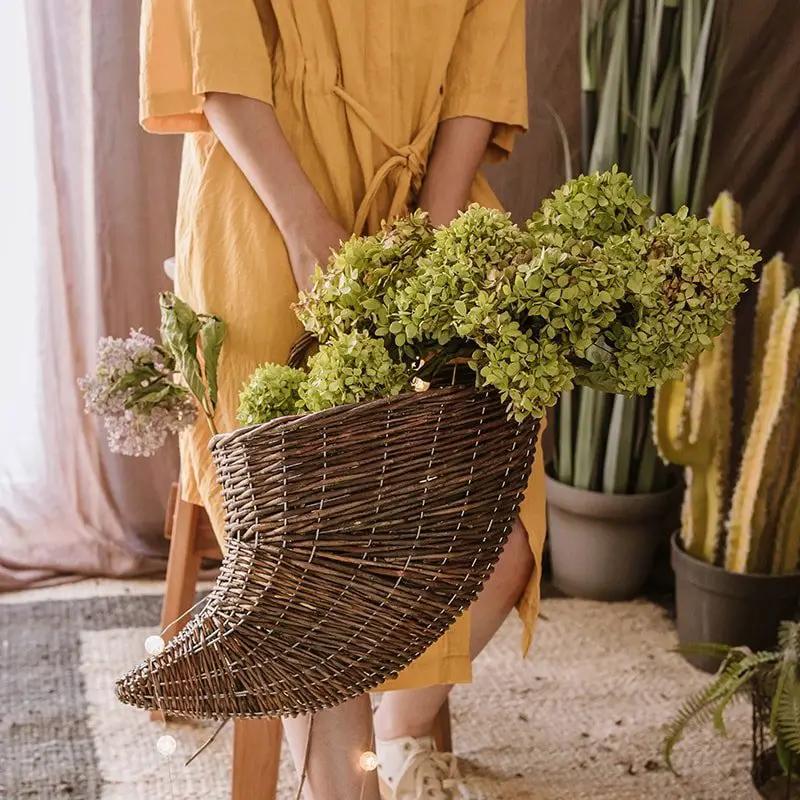 Horn Shape Willow Hanging Basket Planter by RusticReach