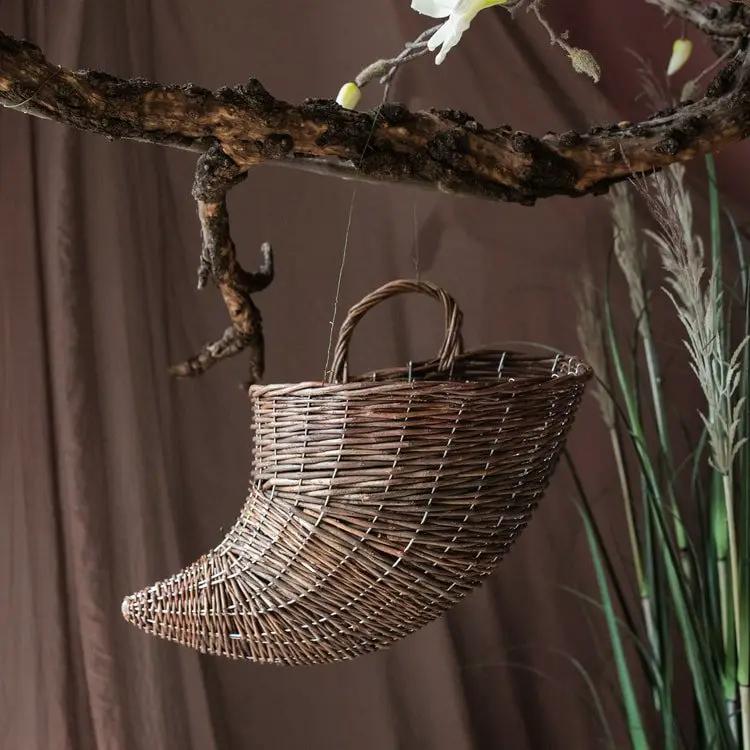 Horn Shape Willow Hanging Basket Planter by RusticReach