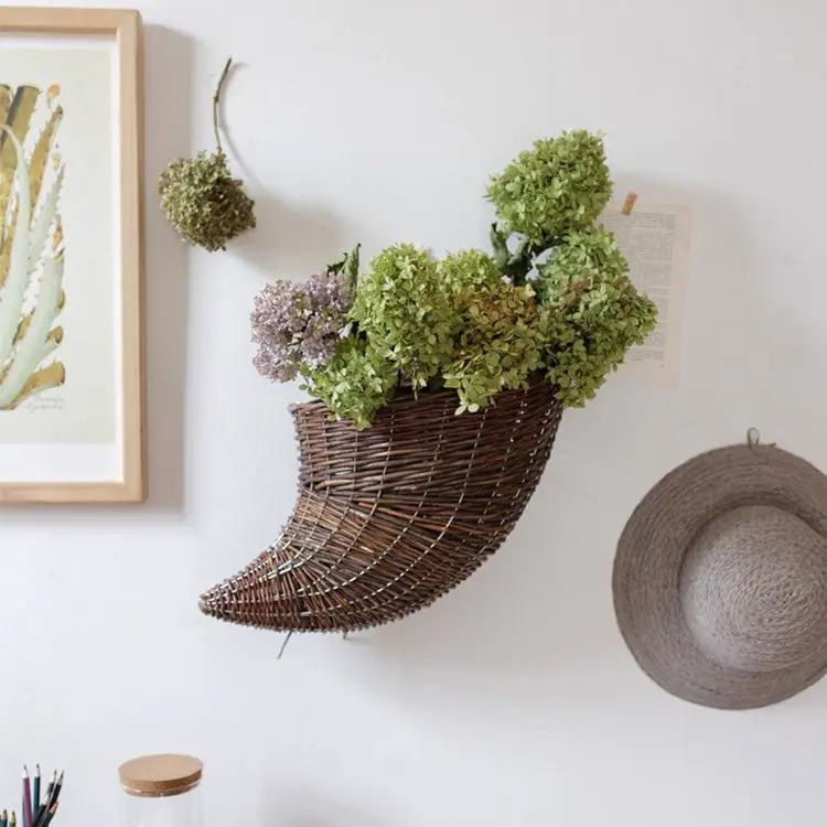 Horn Shape Willow Hanging Basket Planter by RusticReach