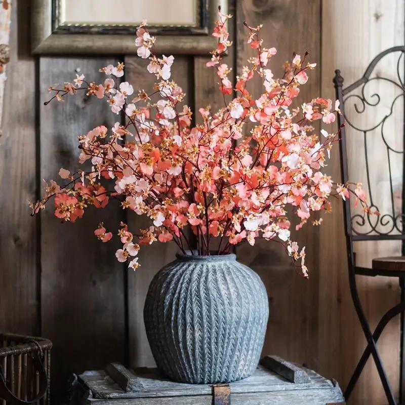 Impressionist Oncidium Orchid Stem in Pink 31" Tall by RusticReach
