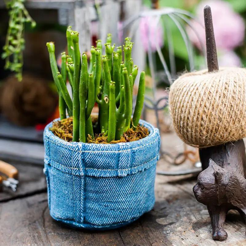 Pants for Plants Blue Jeans Cement Flower Pot by RusticReach
