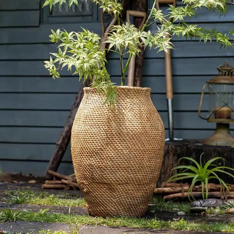 Large Basket Cement Pot Backyard Planter by RusticReach