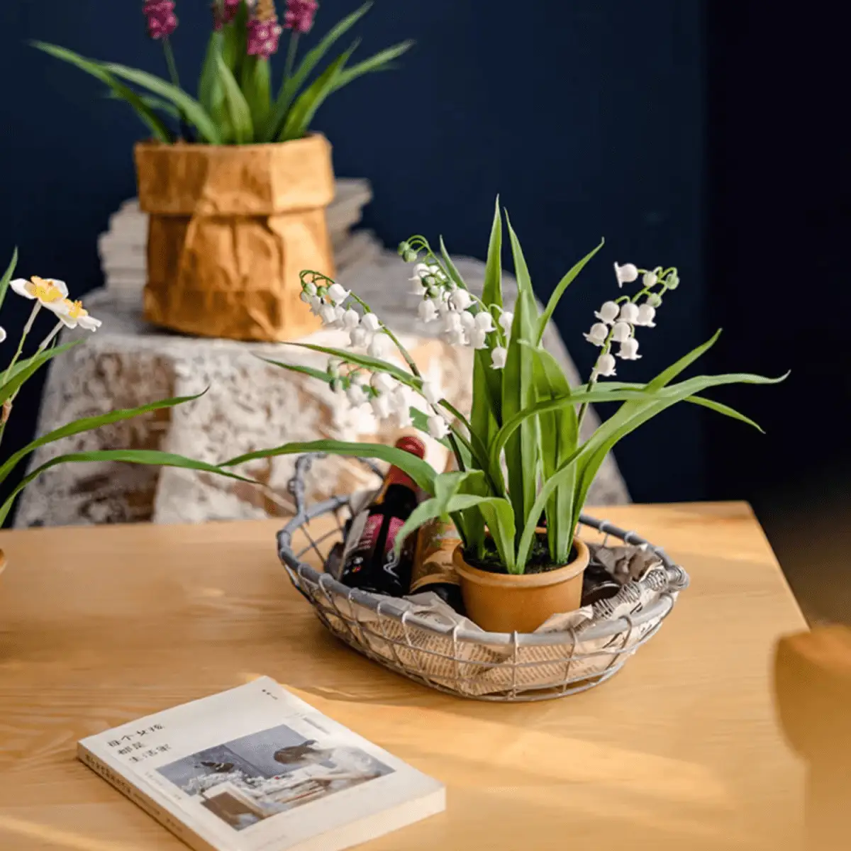 Faux Lily of the Valley in Brown Pot by RusticReach
