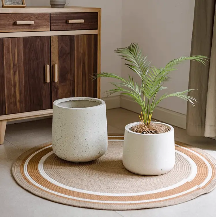 Modern White Planter Round by RusticReach