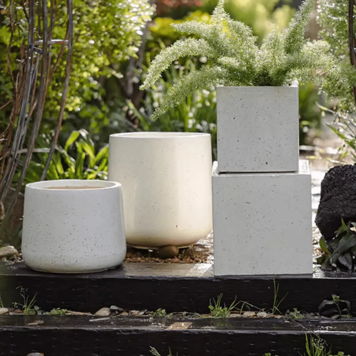 Modern White Planter Square by RusticReach