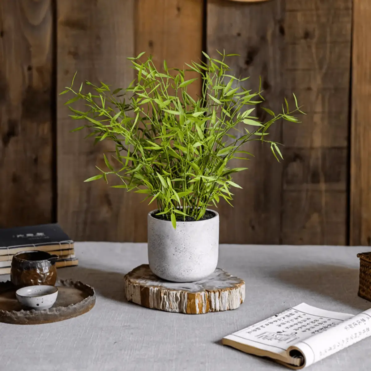 Realistic Mini Bamboo Leaf Potted Plant by RusticReach