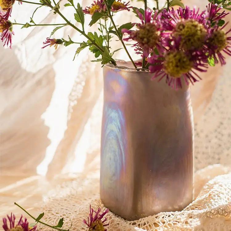 Pink Morandi Color Art Glass Vase by RusticReach