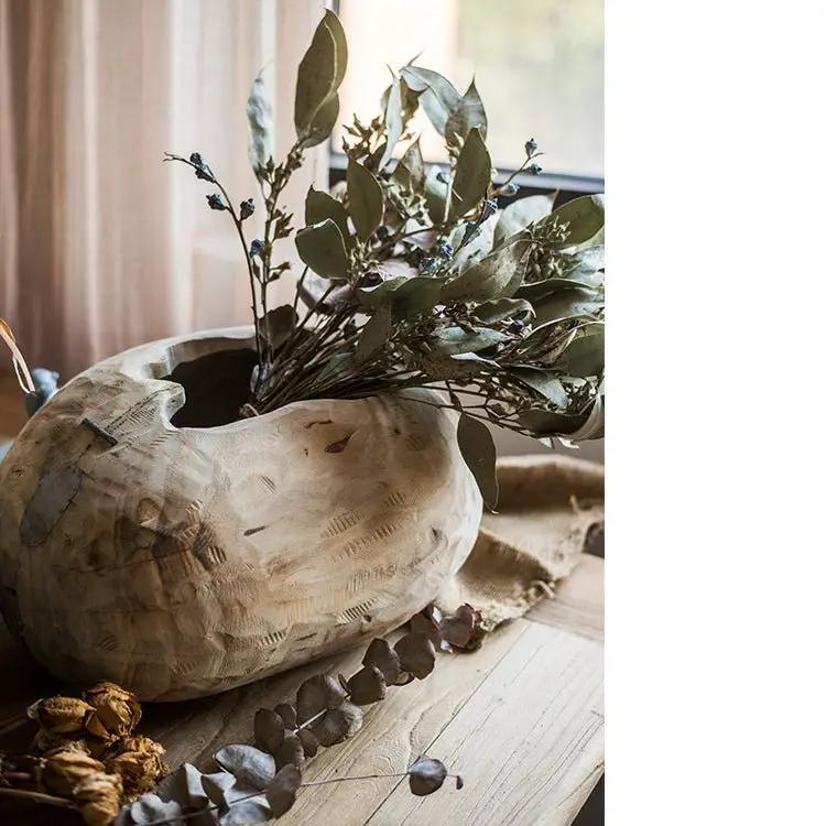 Parasol Tree Wood Natural Solid Wood Floral Container by RusticReach