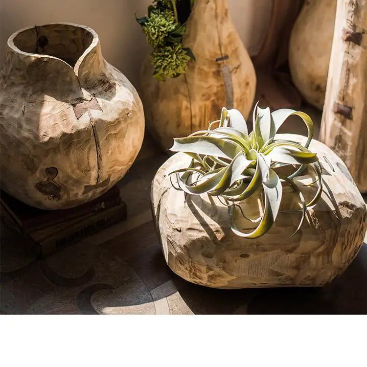 Parasol Tree Wood Natural Solid Wood Floral Container by RusticReach