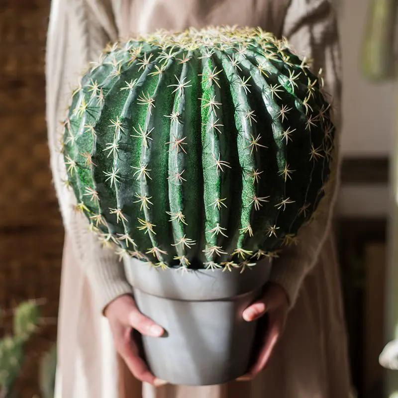 Artificial Faux Cactus Ball In Pot by RusticReach