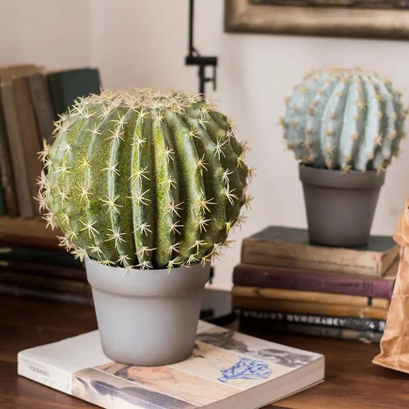 Artificial Faux Cactus Ball In Pot by RusticReach