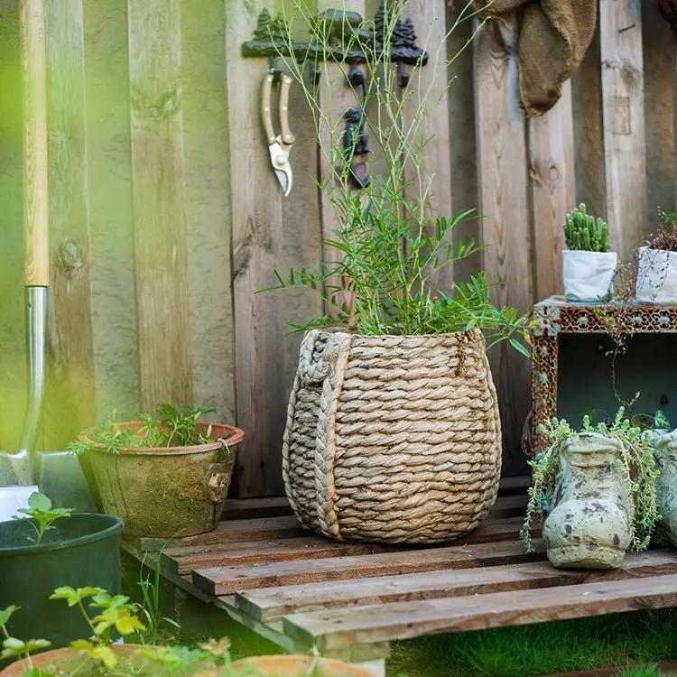 Large Rope Basket Cement Planter by RusticReach